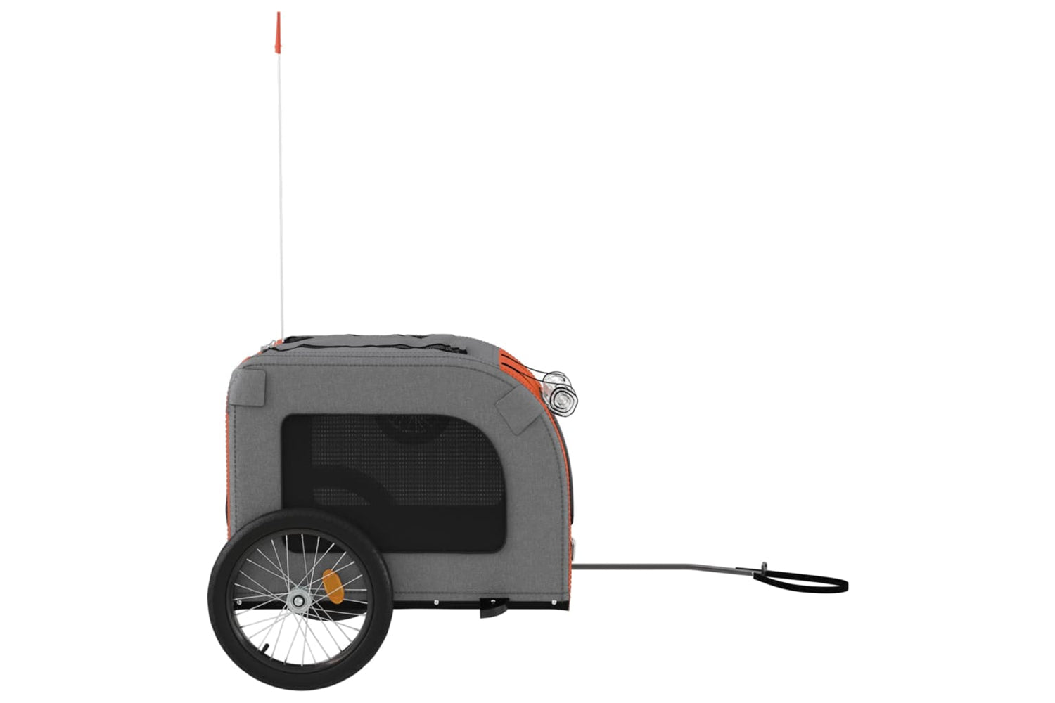 Vidaxl 93837 Pet Bike Trailer Orange And Grey Oxford Fabric&iron-5