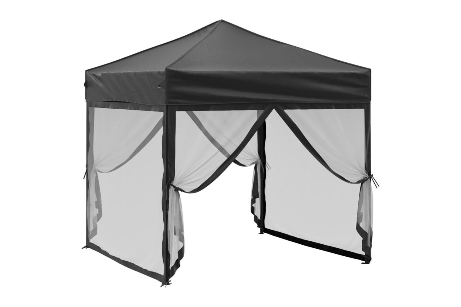 Vidaxl 93511 Folding Party Tent With Sidewalls Black 2x2 M-2