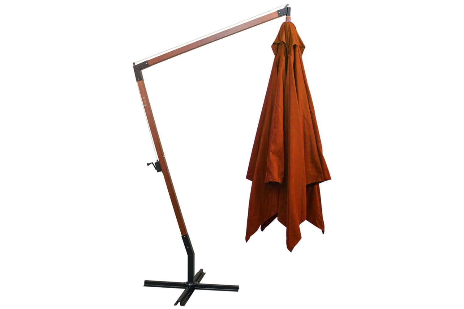 Vidaxl 313777 Hanging Parasol With Pole Terracotta 3x3 M Solid Fir Wood-3