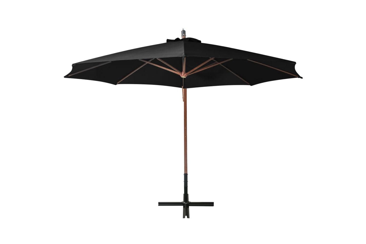 Vidaxl 313772 Hanging Parasol With Pole Black 3.5x2.9 M Solid Fir Wood-3
