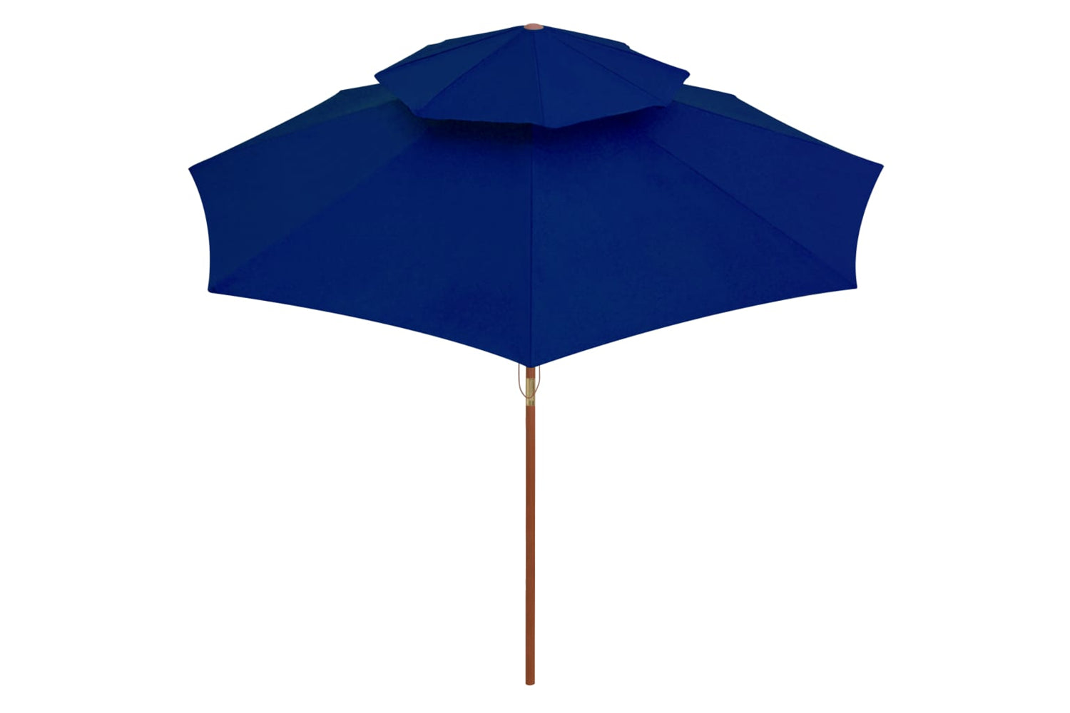 vidaXL 313767 Double Decker Parasol With Wooden Pole Blue 270cm-3