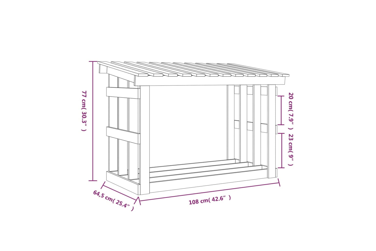 vidaXL 822432 Firewood Rack 108x64.5x77cm Solid Wood Pine-7