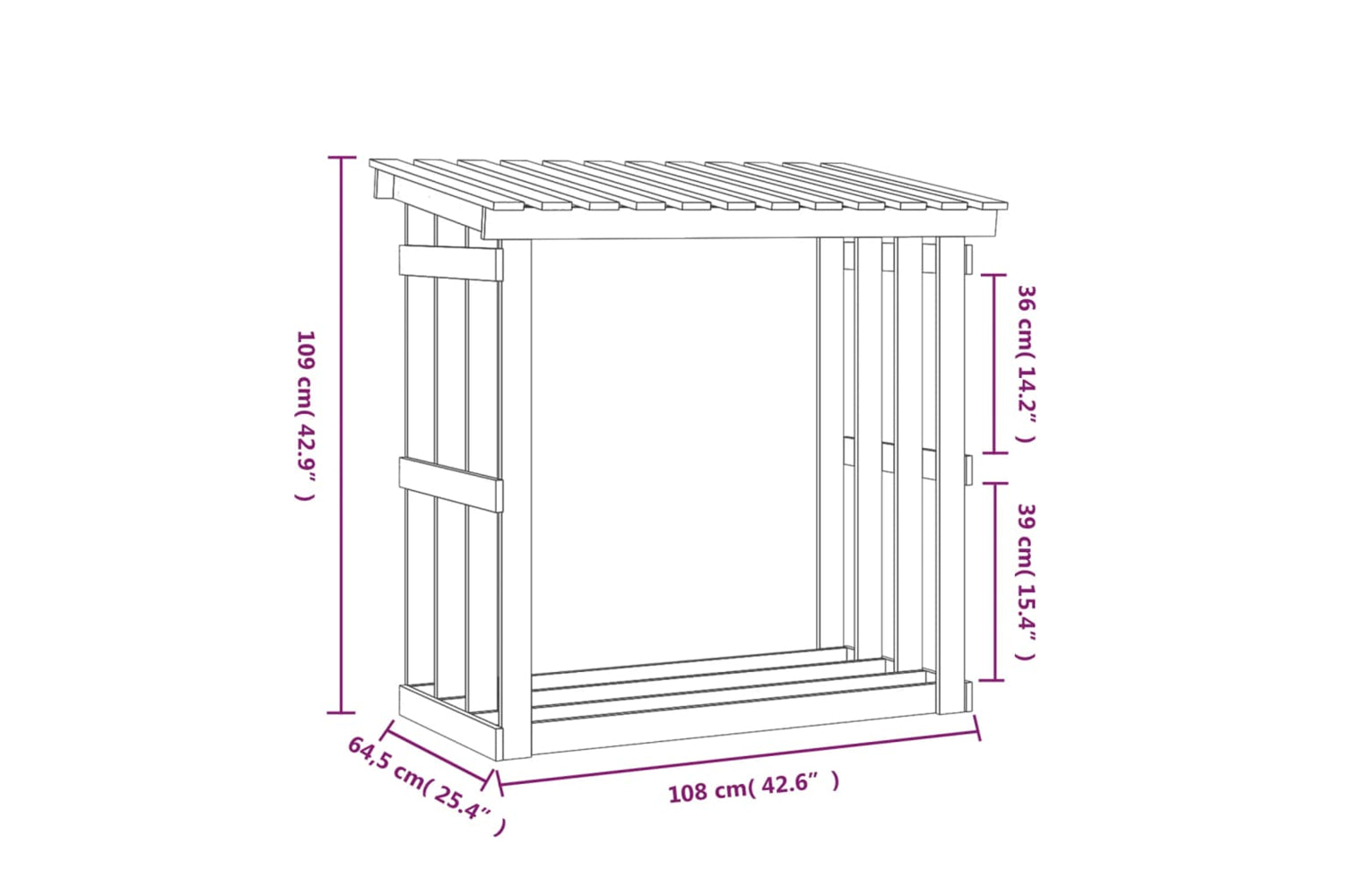 vidaXL 822427 Firewood Rack 108x64.5x109cm Solid Wood Pine-7