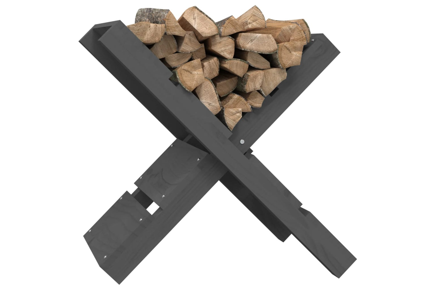 vidaXL 822449 Log Holder Grey 47x39.5x48cm Solid Wood Pine-3