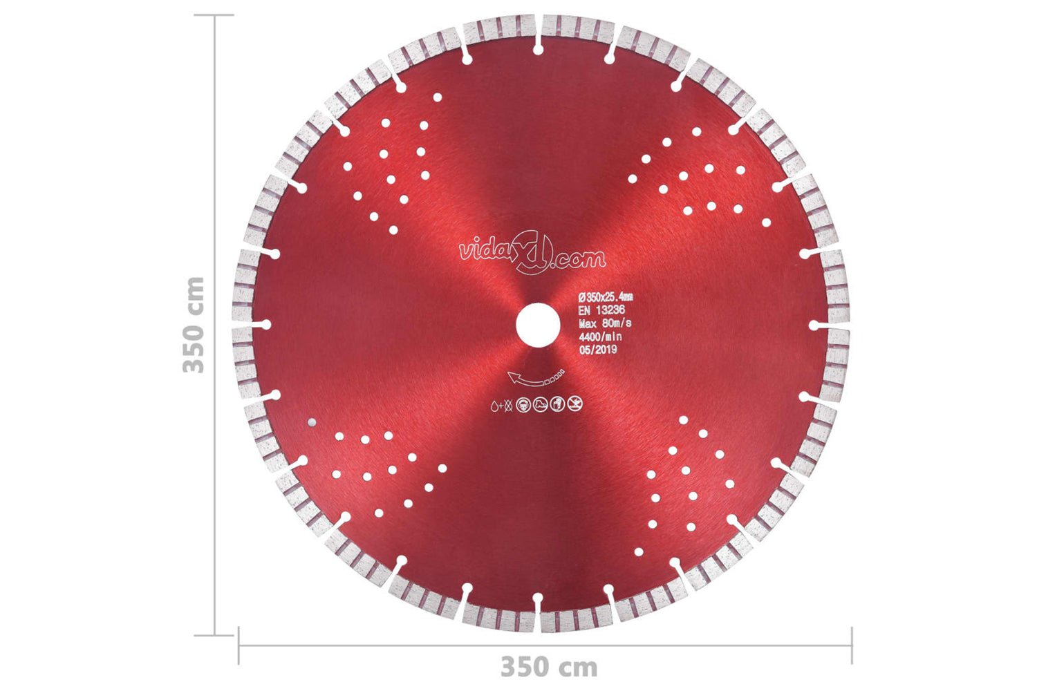 vidaXL 143236 Diamond Cutting Disc With Turbo And Holes Steel 350mm-4