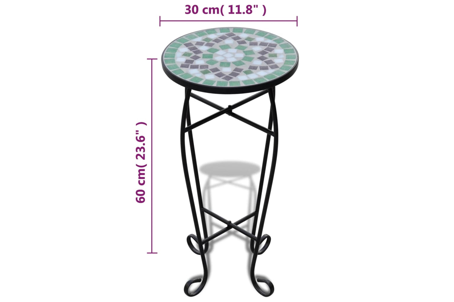 Vidaxl 41130 Mosaic Side Table Plant Table Green White-4