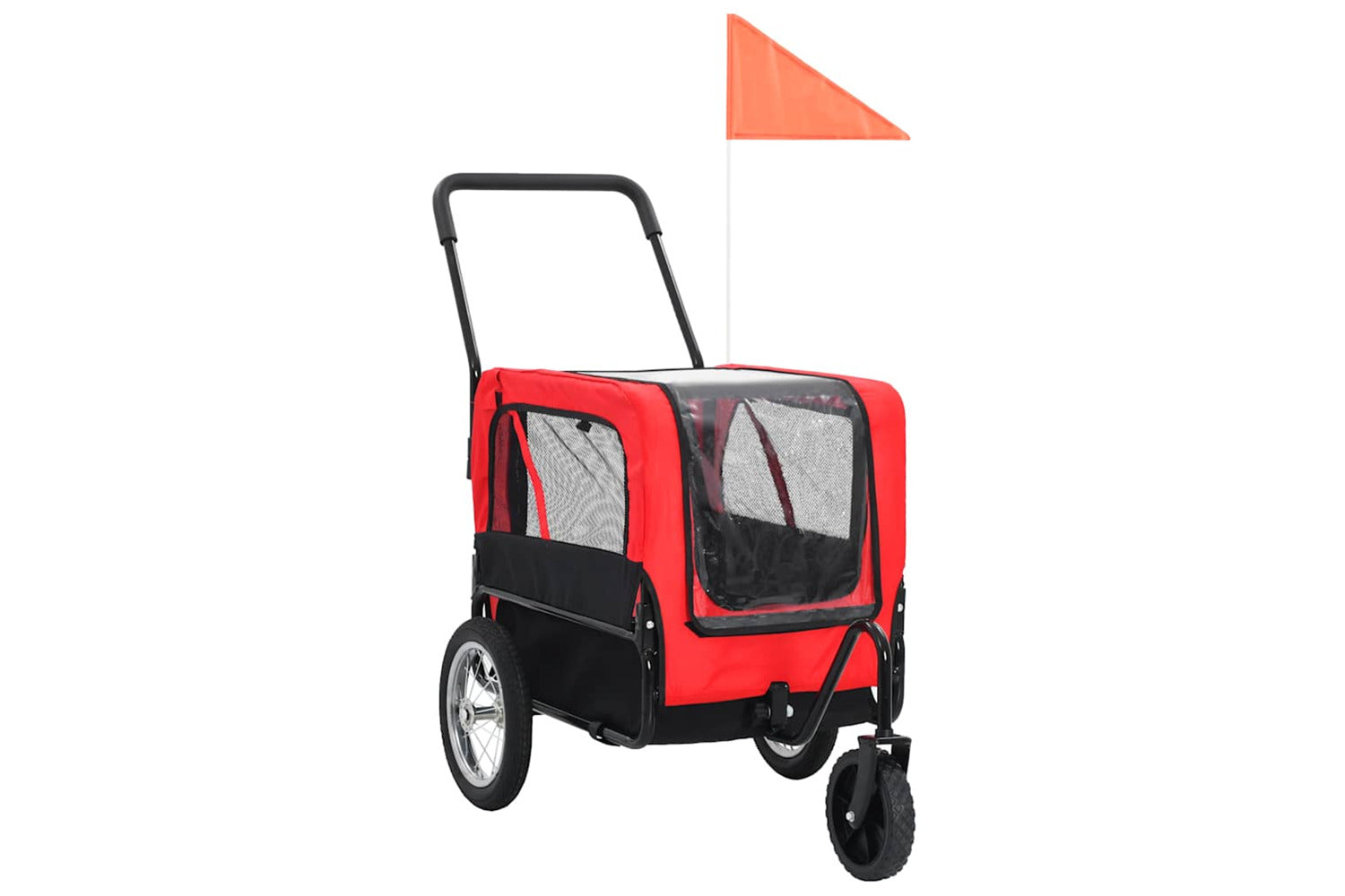 Vidaxl 2-in-1 Pet Bike Trailer & Jogging Stroller Red And Black-2