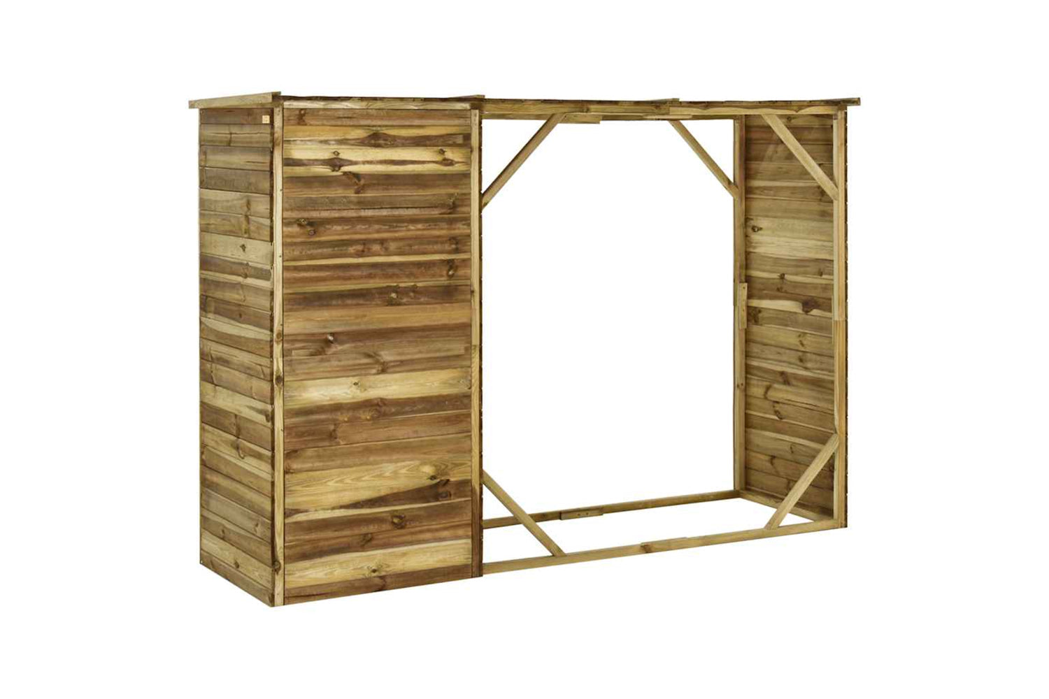 vidaXL 45137 Garden Firewood Tool Storage Shed Pinewood 253x80x170cm-4