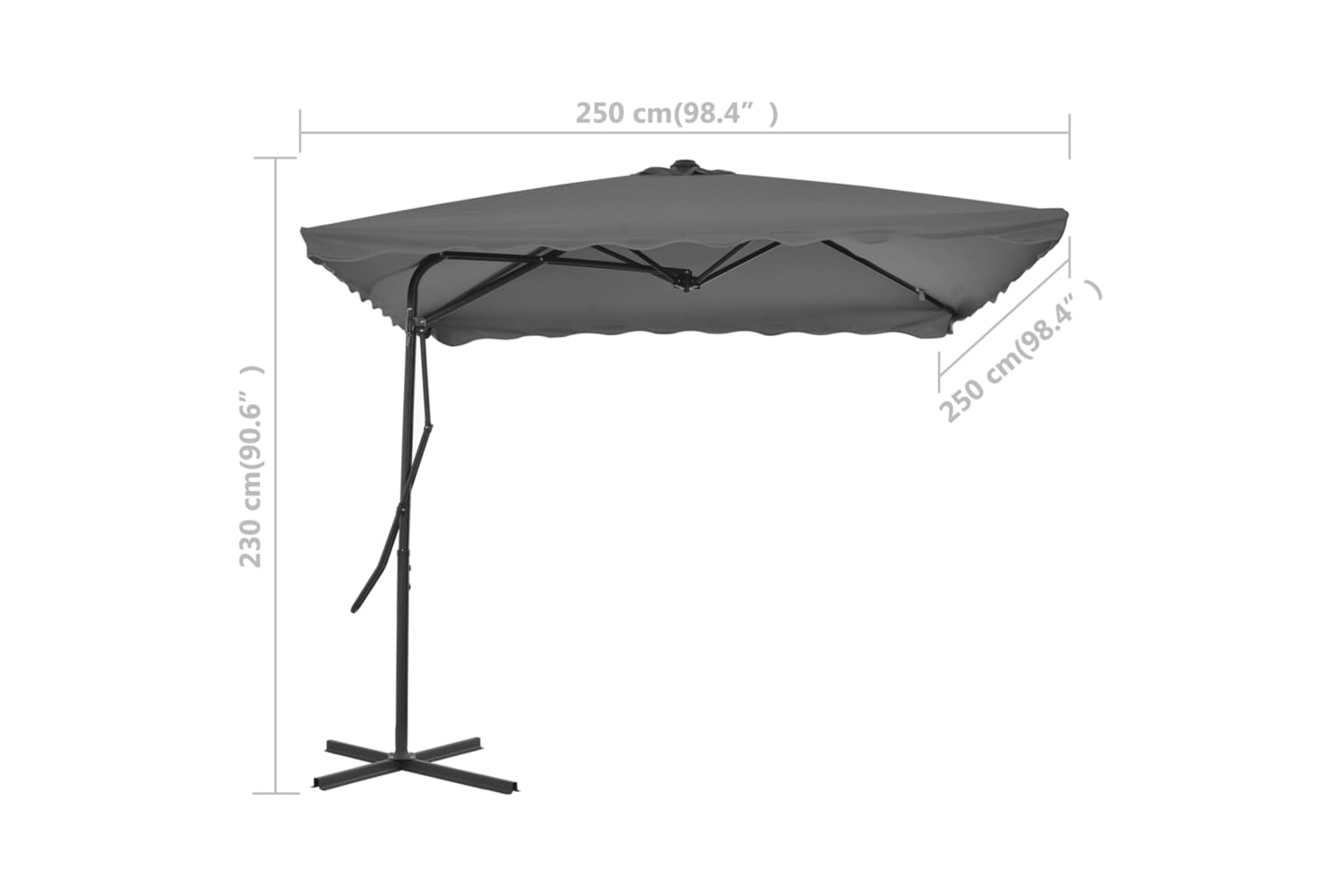 vidaXL 44883 Outdoor Parasol With Steel Pole 250x250cm Anthracite-6