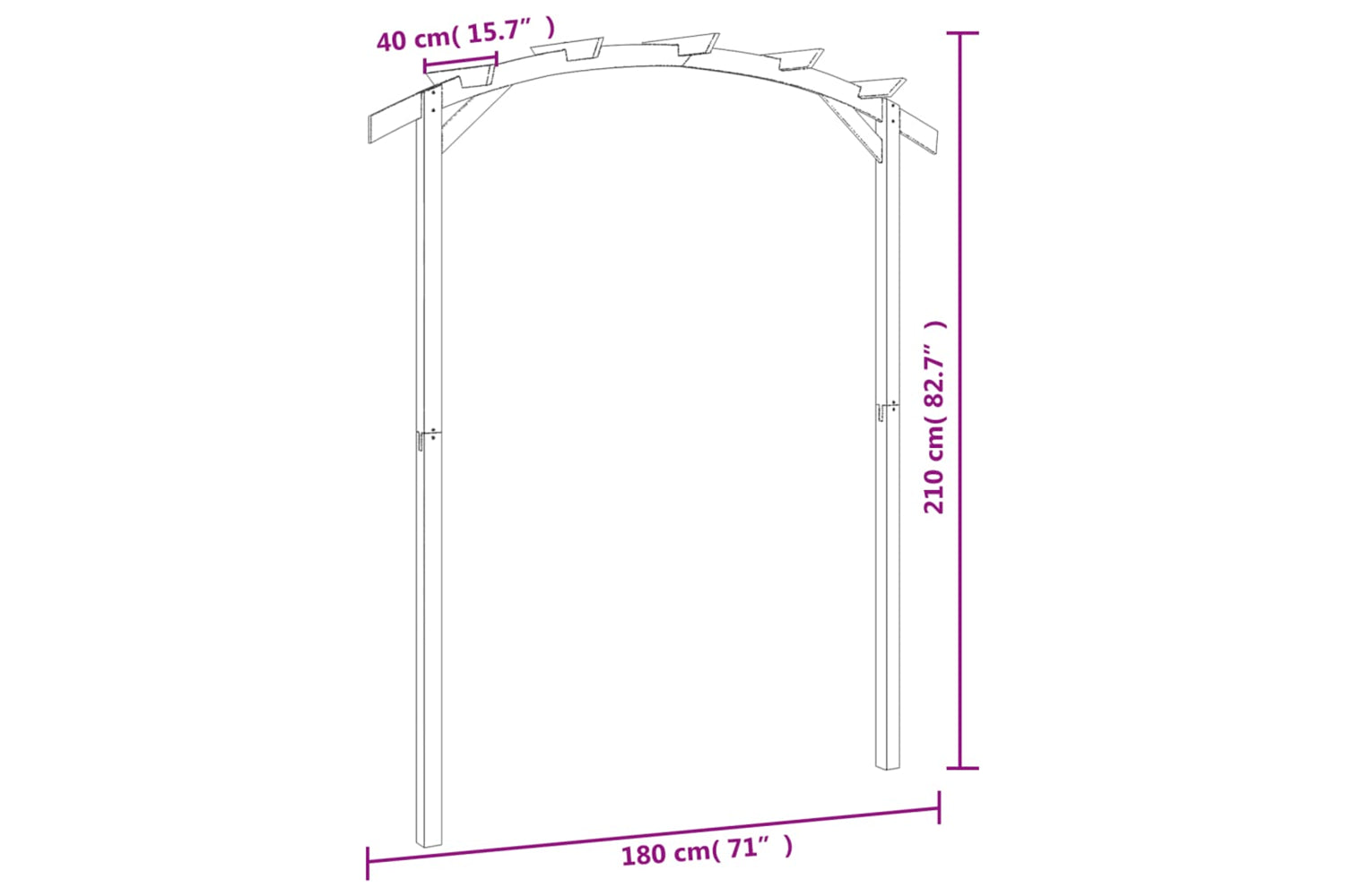 vidaXL 44925 Garden Pergola Impregnated Pinewood 180x210x40cm-6