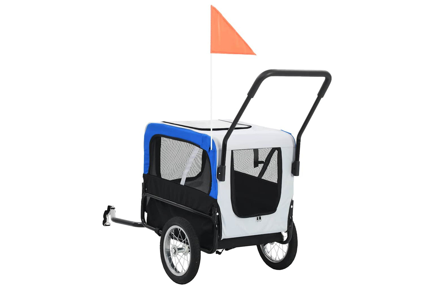 Vidaxl 2-in-1 Pet Bike Trailer & Jogging Stroller Grey And Blue-4