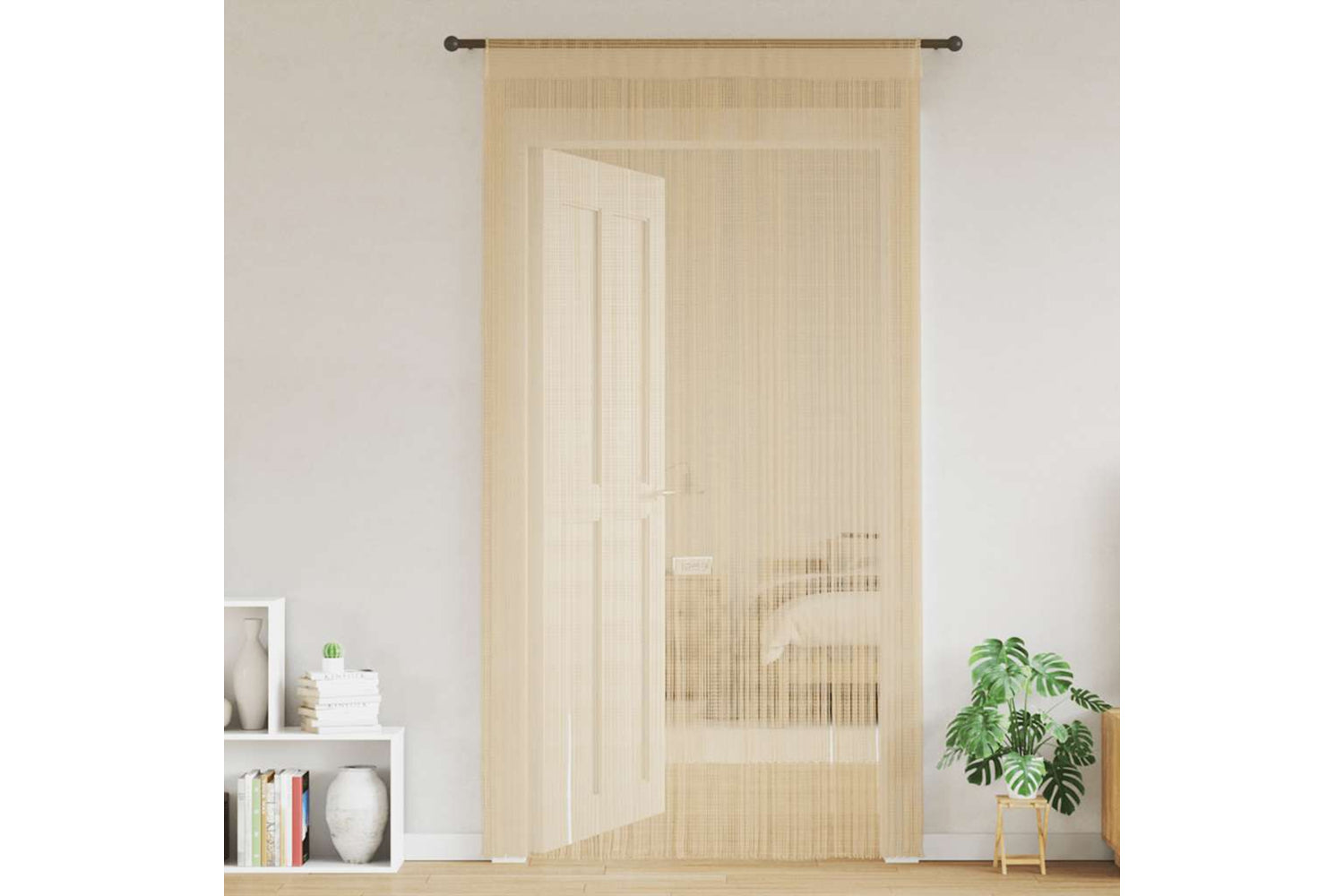vidaXL 132404 String Curtains 2 Pcs 100x250cm Beige-2