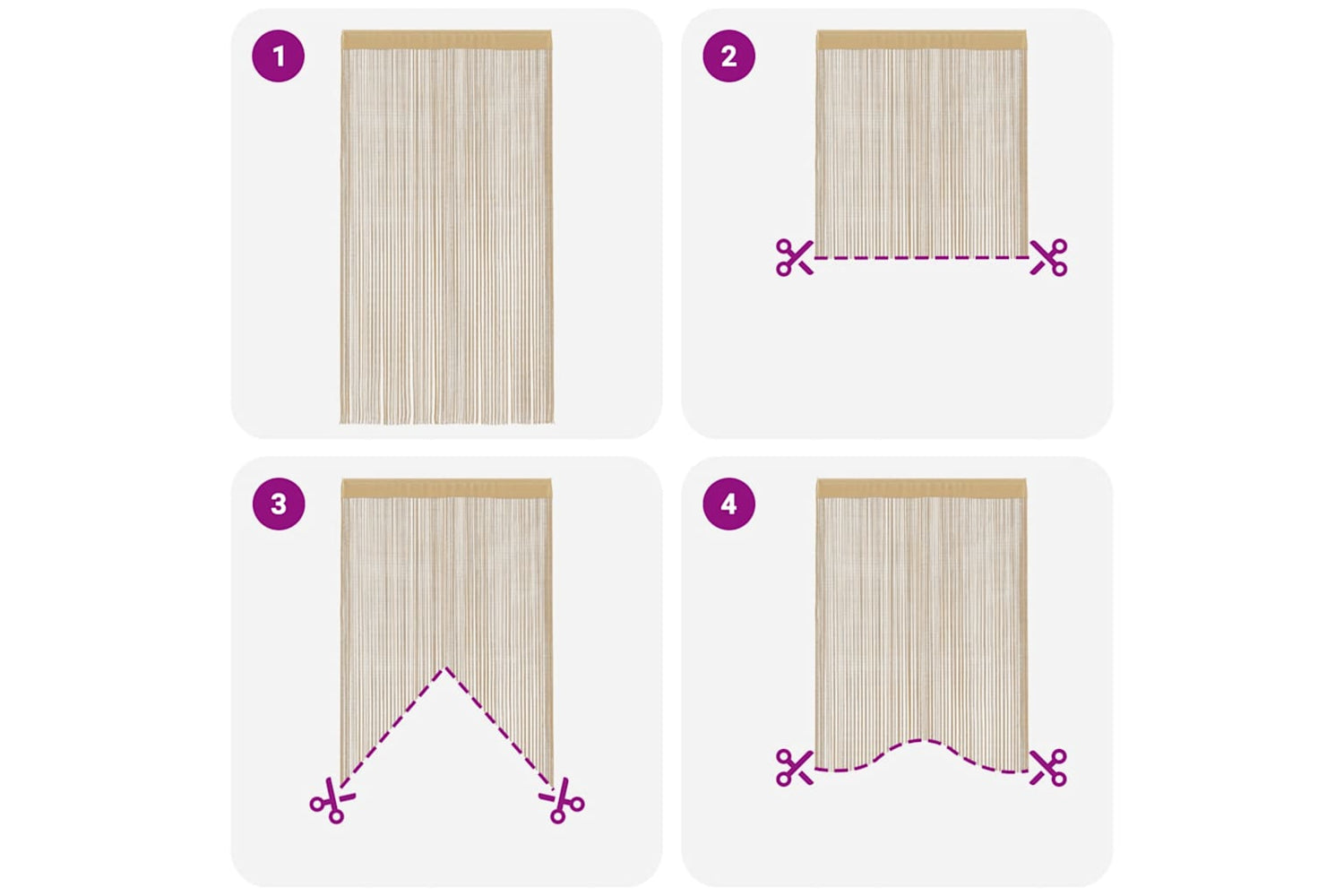 vidaXL 132404 String Curtains 2 Pcs 100x250cm Beige-6