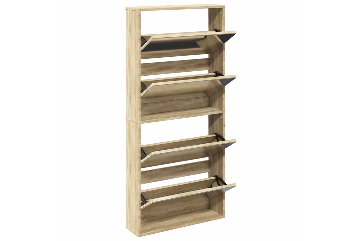 vidaXL 273935 Shoe Cabinet 4-layer Mirror Oak 63x17x134cm-2