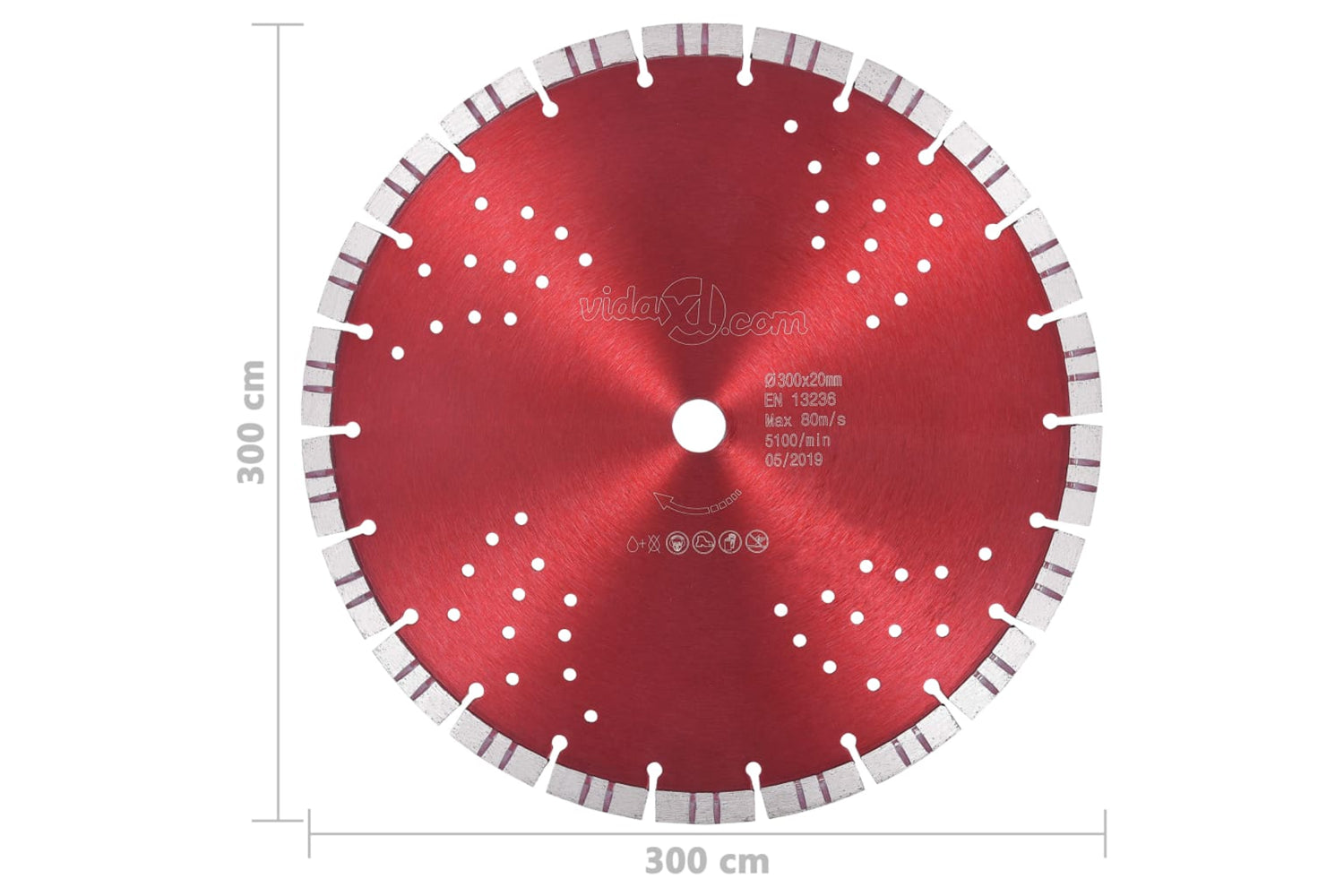 vidaXL 143231 Diamond Cutting Disc With Turbo And Holes Steel 300mm-4