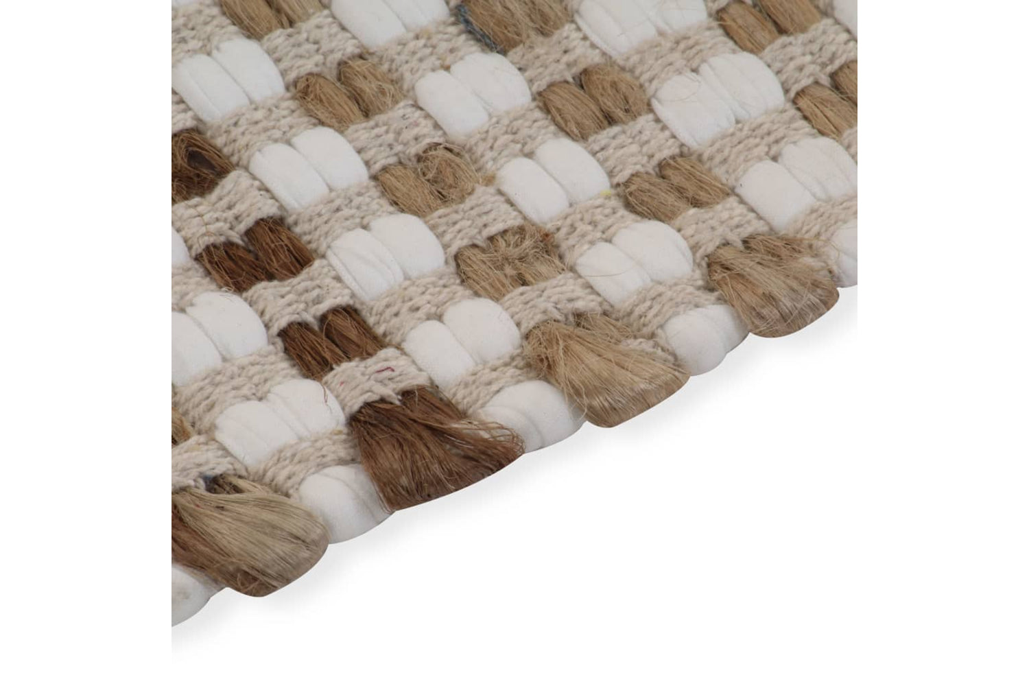 Vidaxl 133219 Hand-woven Jute Bathroom Mat Set Fabric Natural And White-4