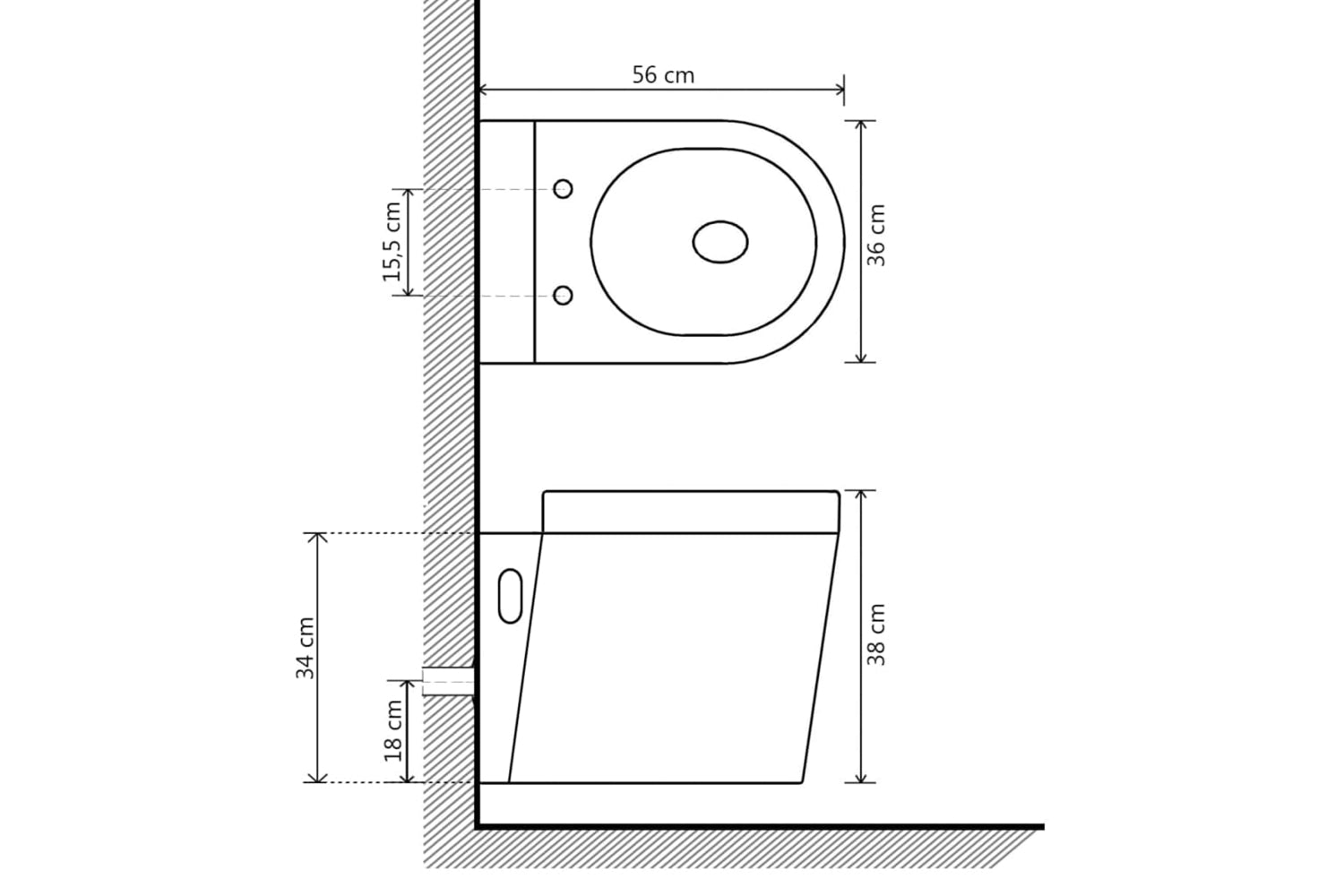 Vidaxl 244270 Wall Hung Toilet Ceramic White-6