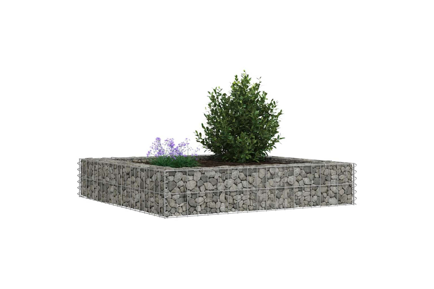 vidaXL 151311 Gabion Raised Bed Galvanised Steel 100x100x20cm-4