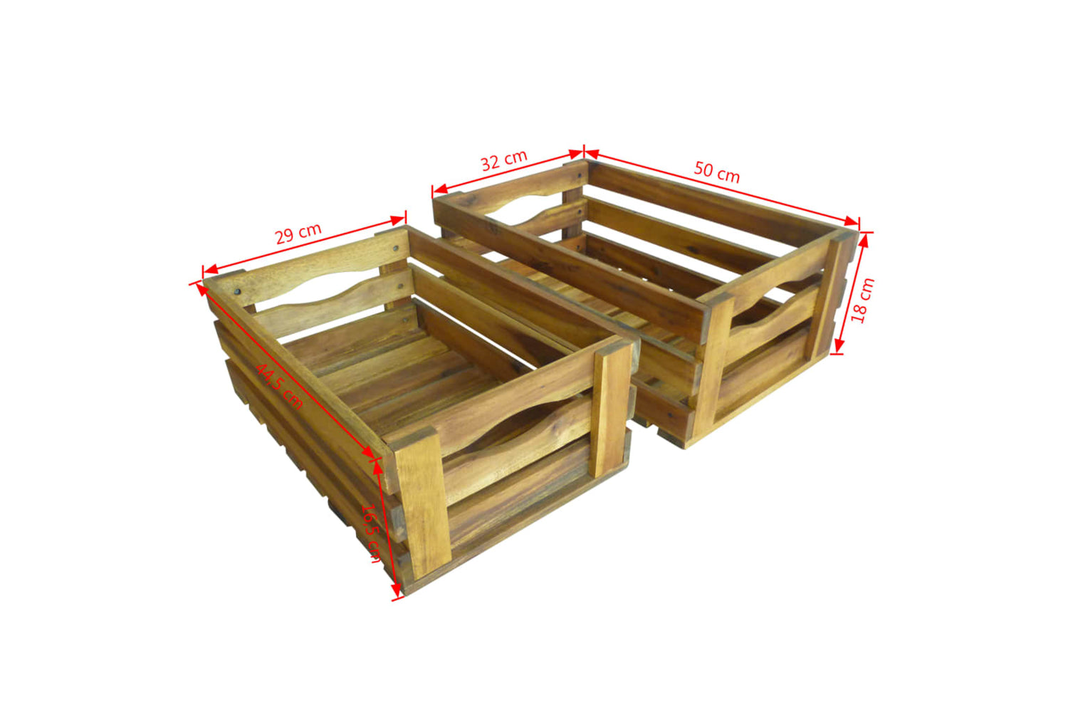 Vidaxl 43791 Apple Crate Set 2 Pieces Solid Acacia Wood-9