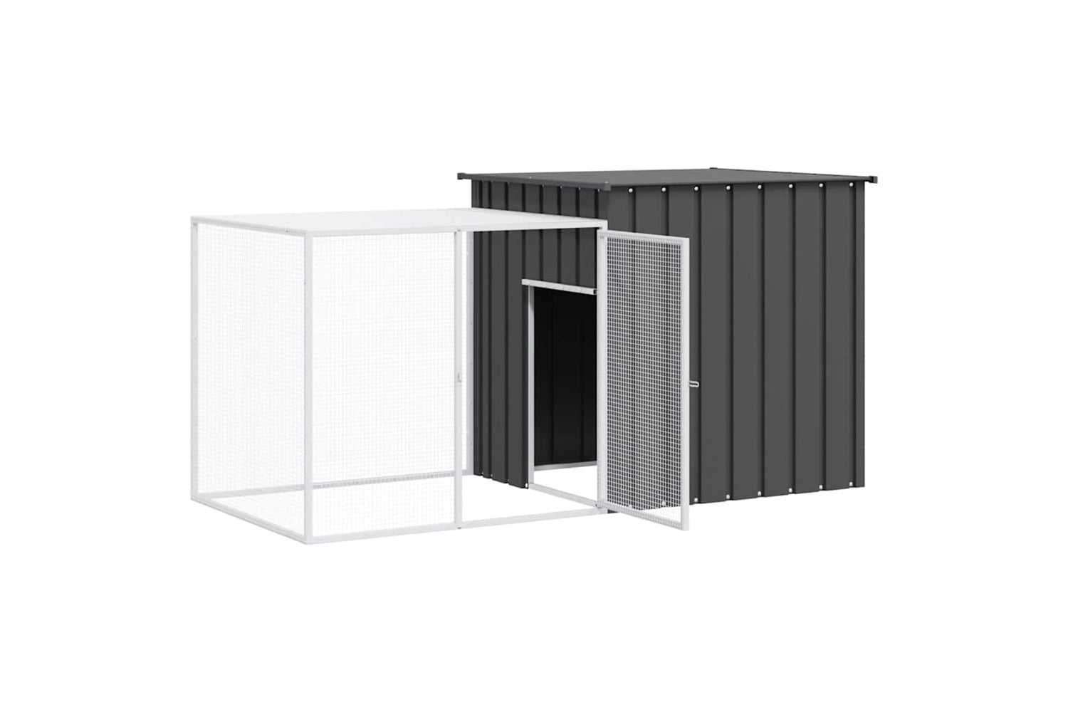 vidaXL 3155527 Rabbit Cage Anthracite 200x91x100cm Galvanised Steel-3