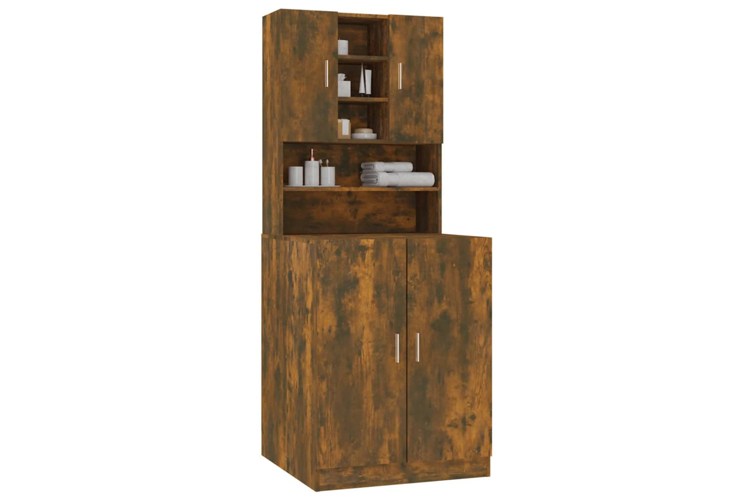 Vidaxl 3120182 Washing Machine Cabinet Smoked Oak Engineered Wood-4