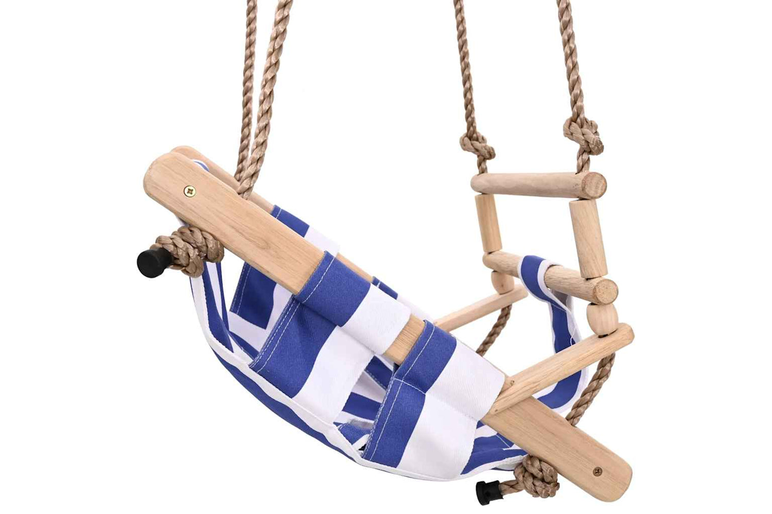 Vidaxl Baby Swing With Safety Belt Cotton Wood Blue-4