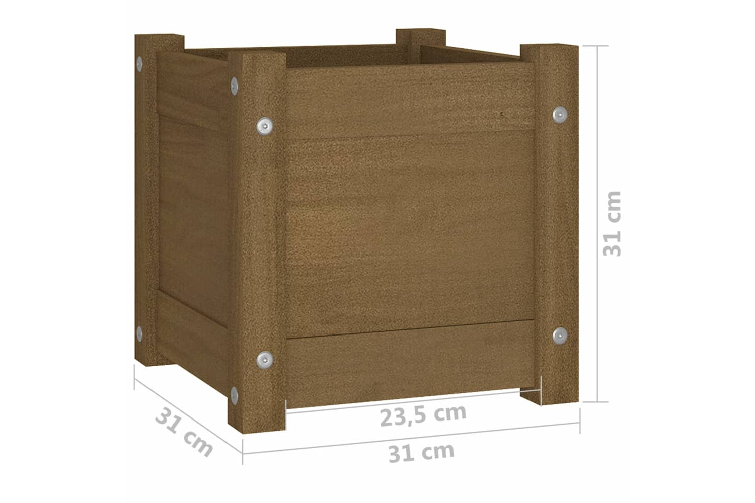 vidaXL 810528 Garden Planter Honey Brown 31x31x31cm Solid Pinewood-7