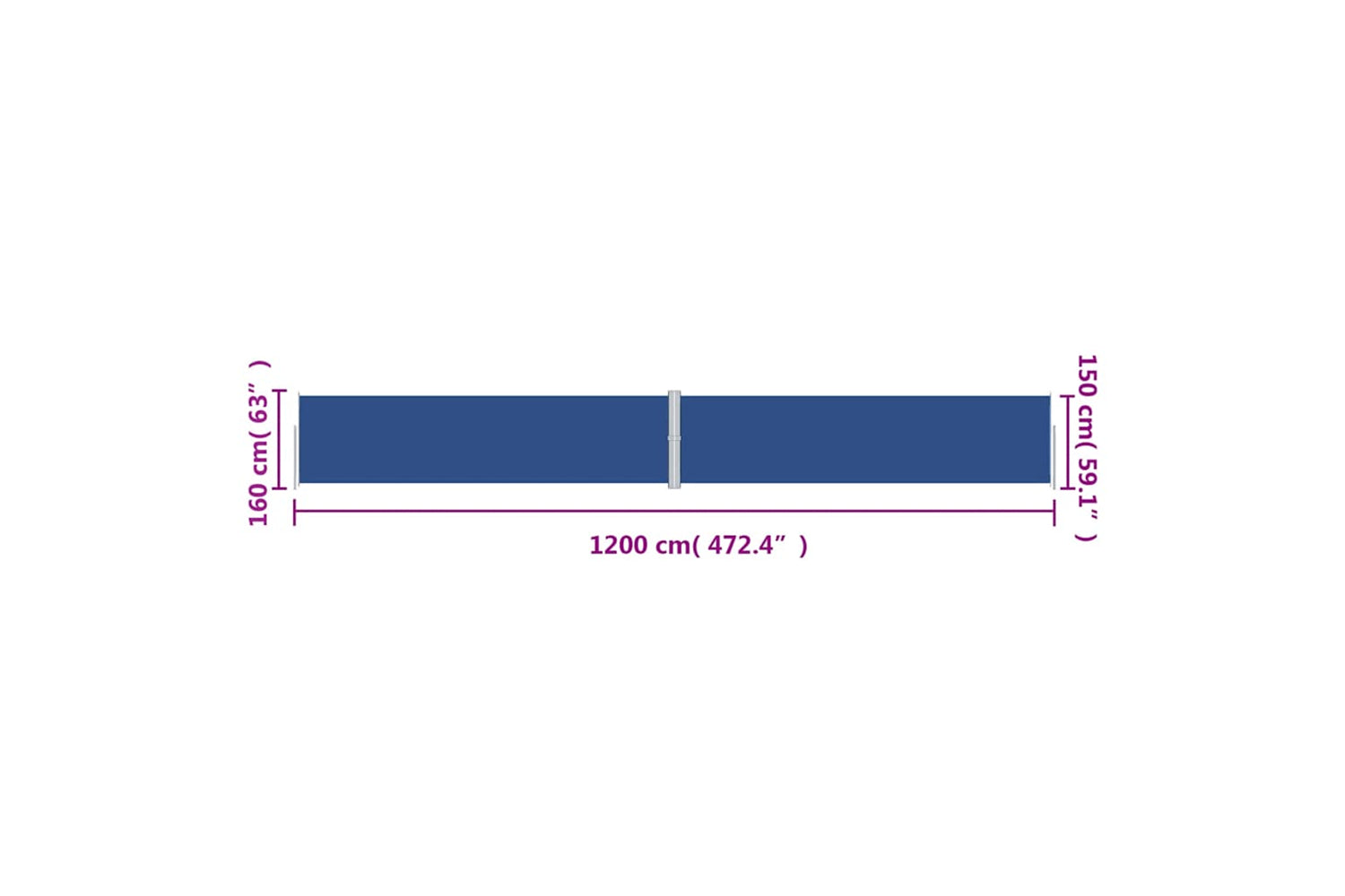 vidaXL Retractable Side Awning Blue 160x1200cm-7