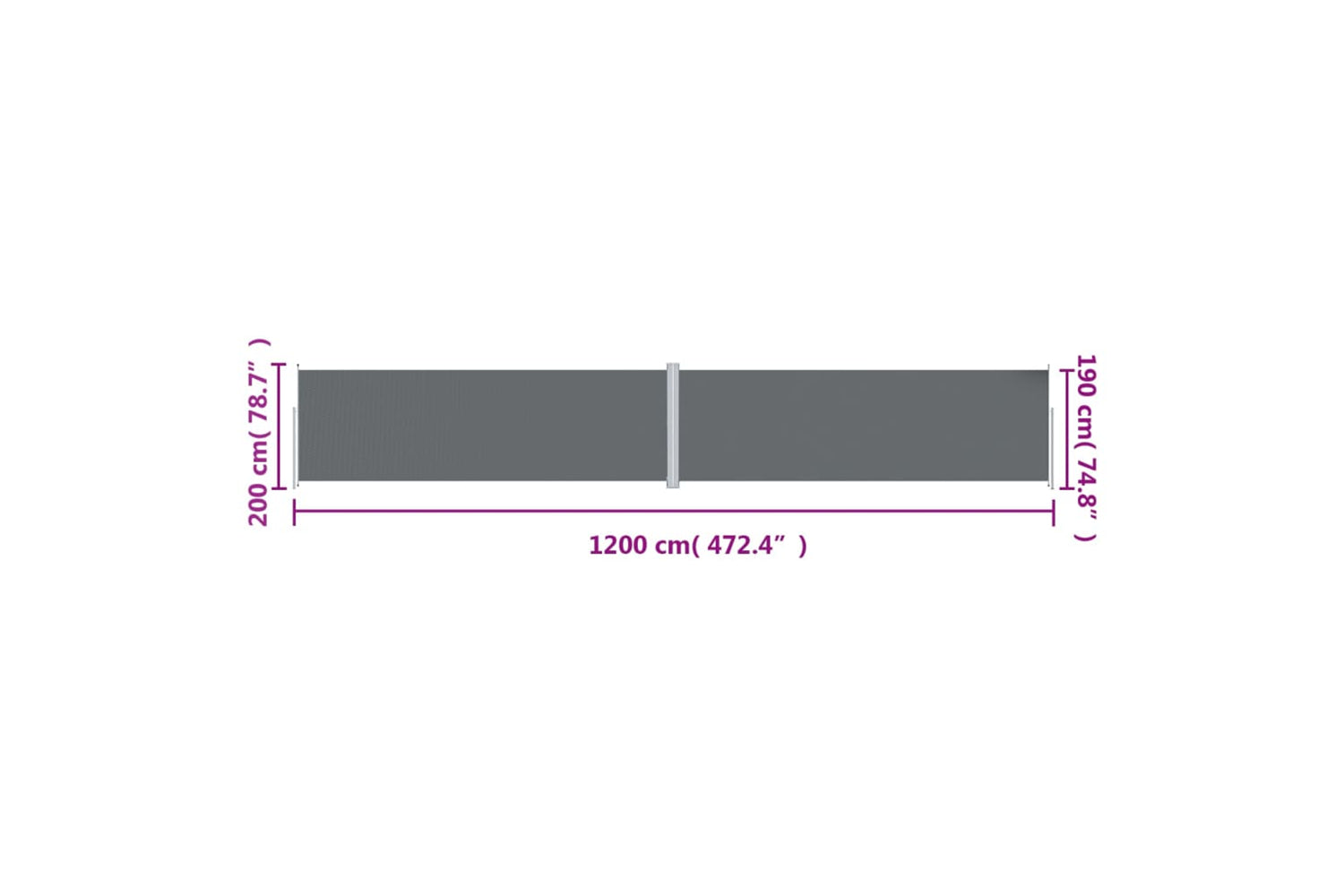vidaXL 318080 Retractable Side Awning Anthracite 200x1200cm-7
