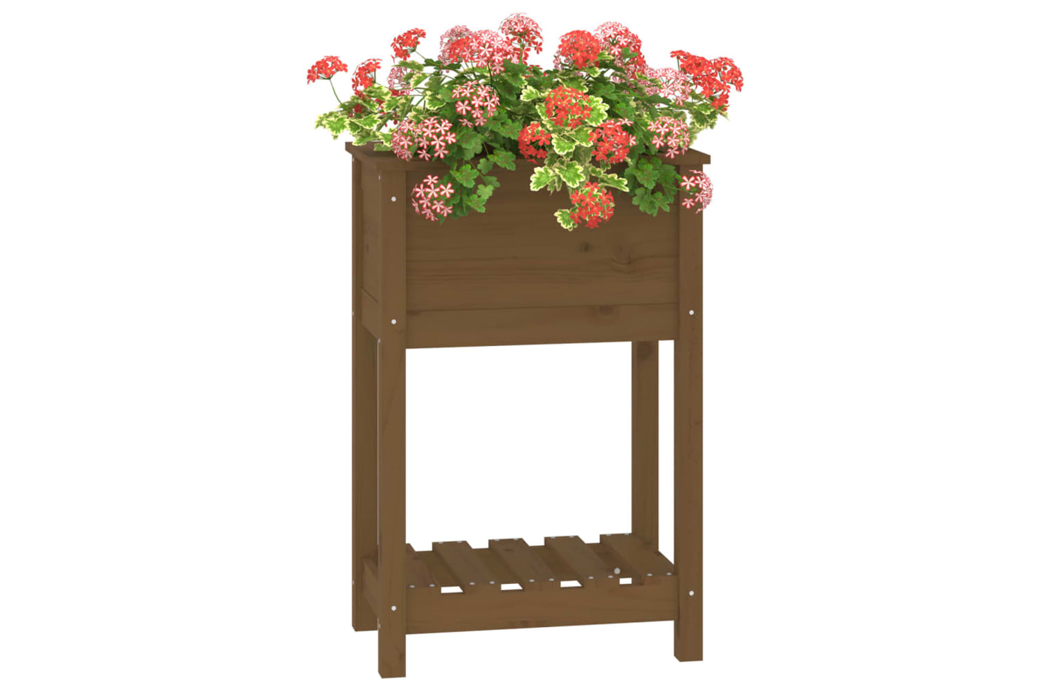 vidaXL 823755 Planter With Shelf Honey Brown 54x34.5x81cm Solid Wood Pine-3