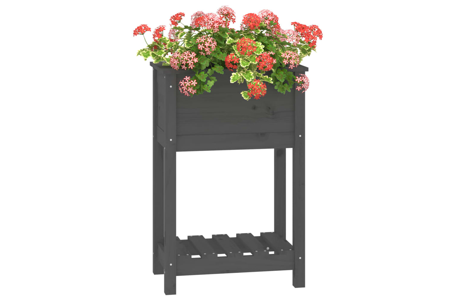 vidaXL 823754 Planter With Shelf Grey 54x34.5x81cm Solid Wood Pine-3
