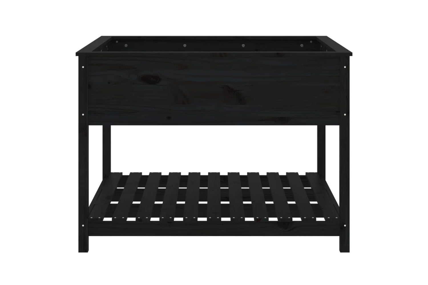 vidaXL 823805 Planter With Shelf Black 111.5x111.5x81cm Solid Wood Pine-4
