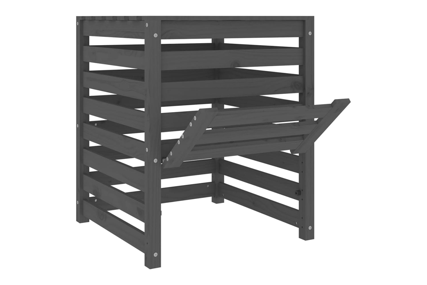 vidaXL 823810 Composter Grey 63.5x63.5x77.5cm Solid Wood Pine-5