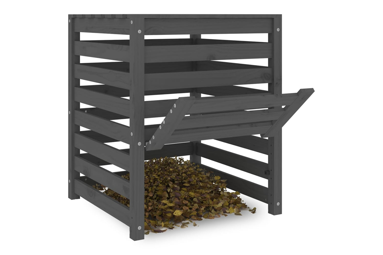 vidaXL 823810 Composter Grey 63.5x63.5x77.5cm Solid Wood Pine-3