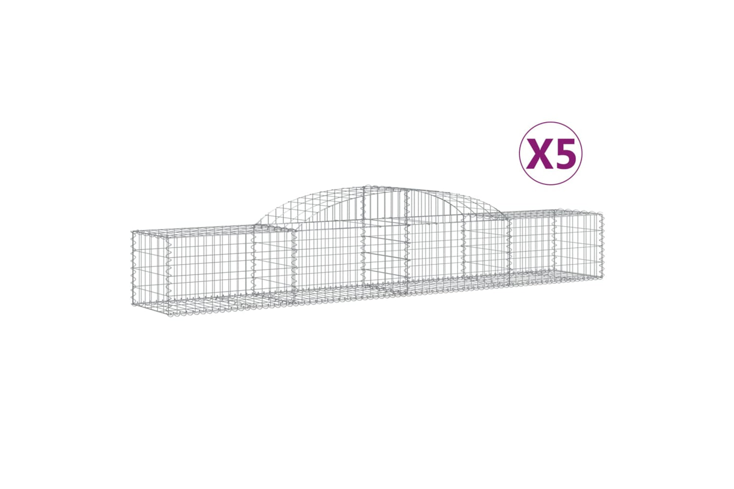 vidaXL 3146650 Arched Gabion Baskets 5 Pcs 300x50x40/60cm Galvanised Iron