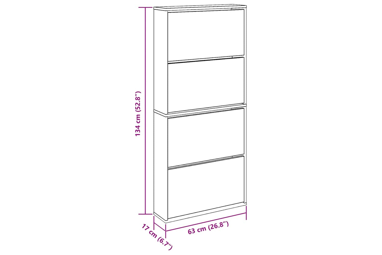 vidaXL 273935 Shoe Cabinet 4-layer Mirror Oak 63x17x134cm-7
