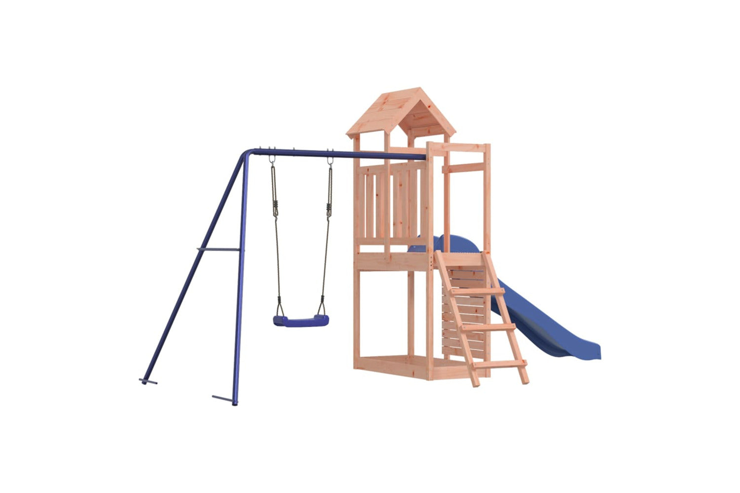 Vidaxl 3155892 Playhouse With Slide Swing Rockwall Solid Wood Douglas-3
