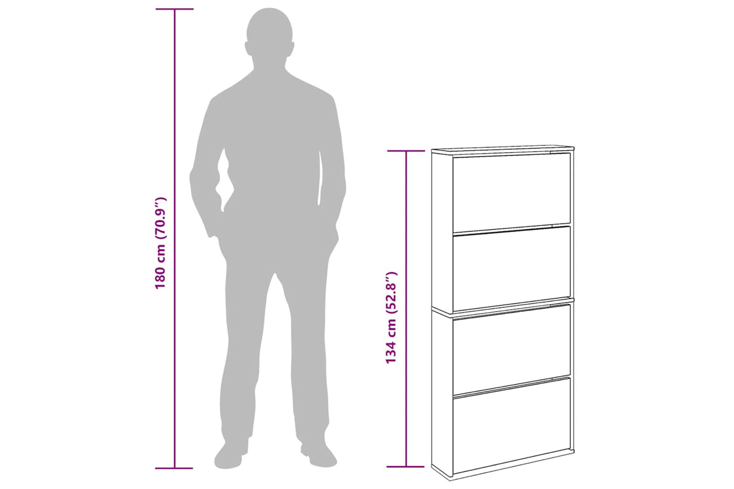 vidaXL 273935 Shoe Cabinet 4-layer Mirror Oak 63x17x134cm-8