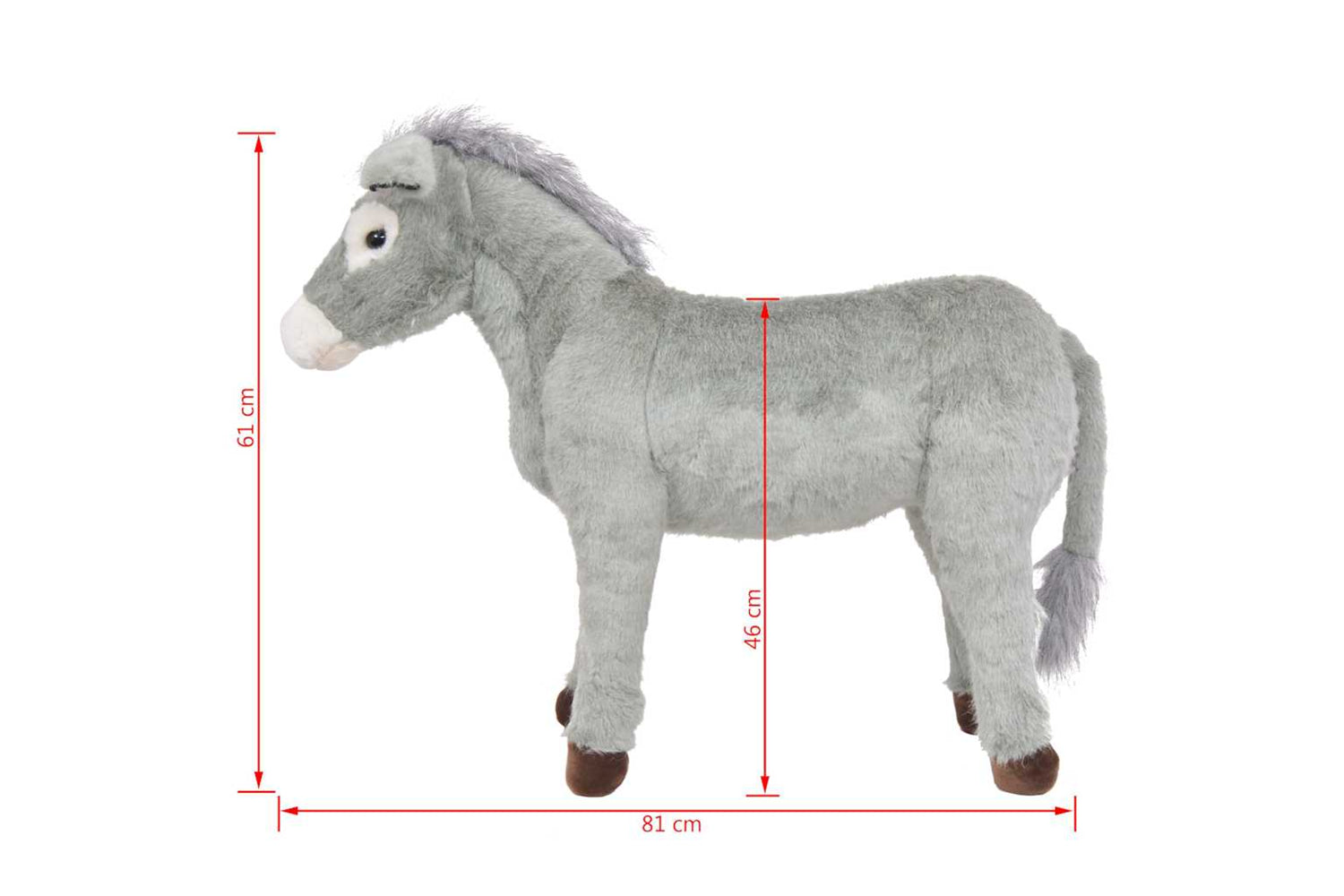 vidaXL 91343 Standing Plush Toy Donkey Grey Xxl-5