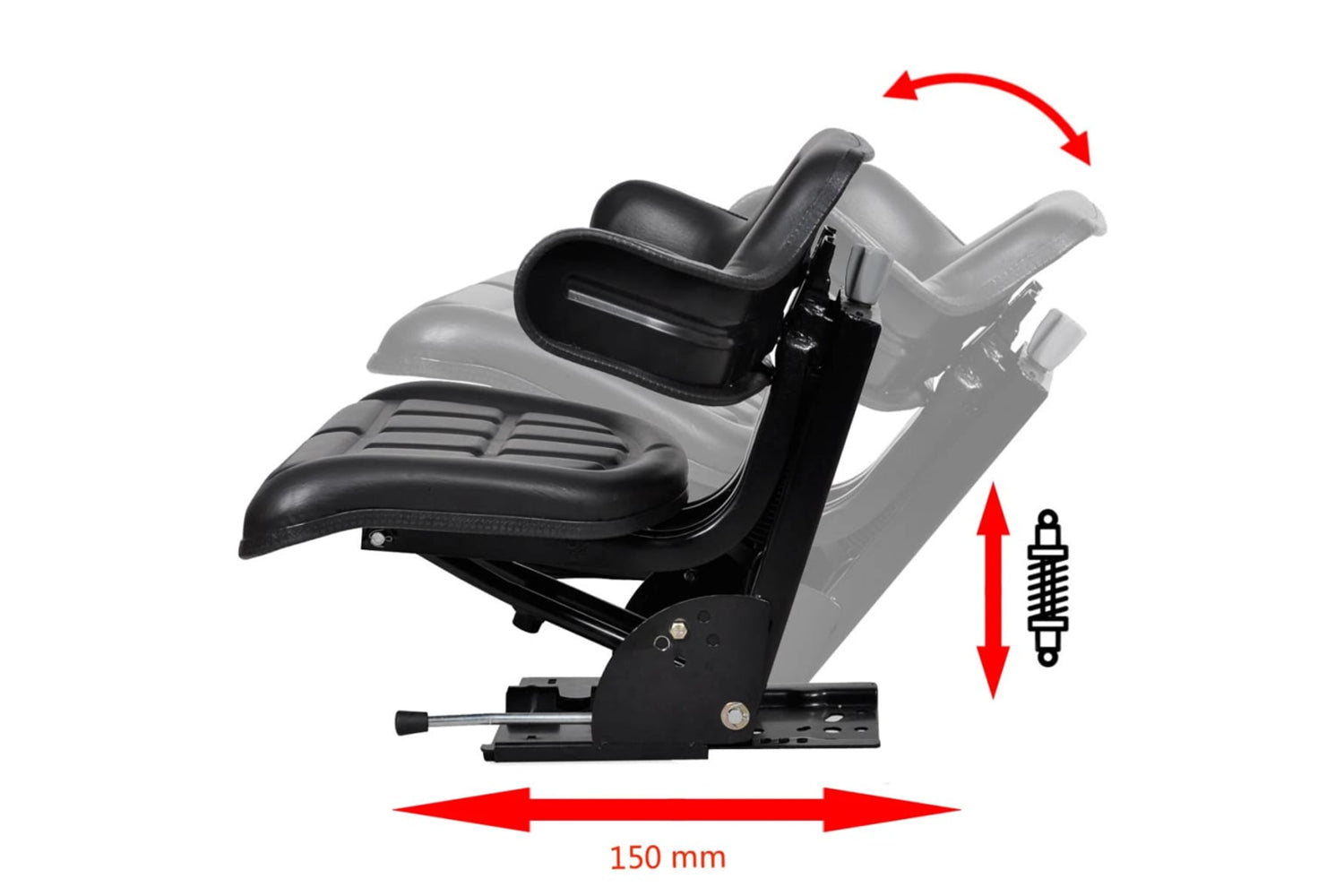 Vidaxl 210157 Tractor Seat With Suspension Black-8