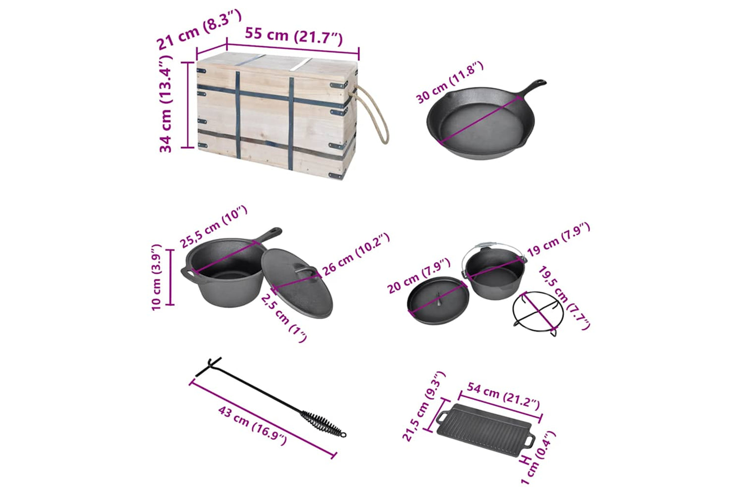Vidaxl 40829 Dutch Oven Set 9pcs-8
