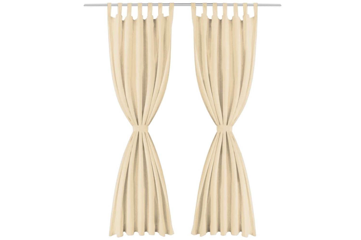 vidaXL 132218 Micro-satin Curtains 2 Pcs With Loops 140x245cm Beige-2