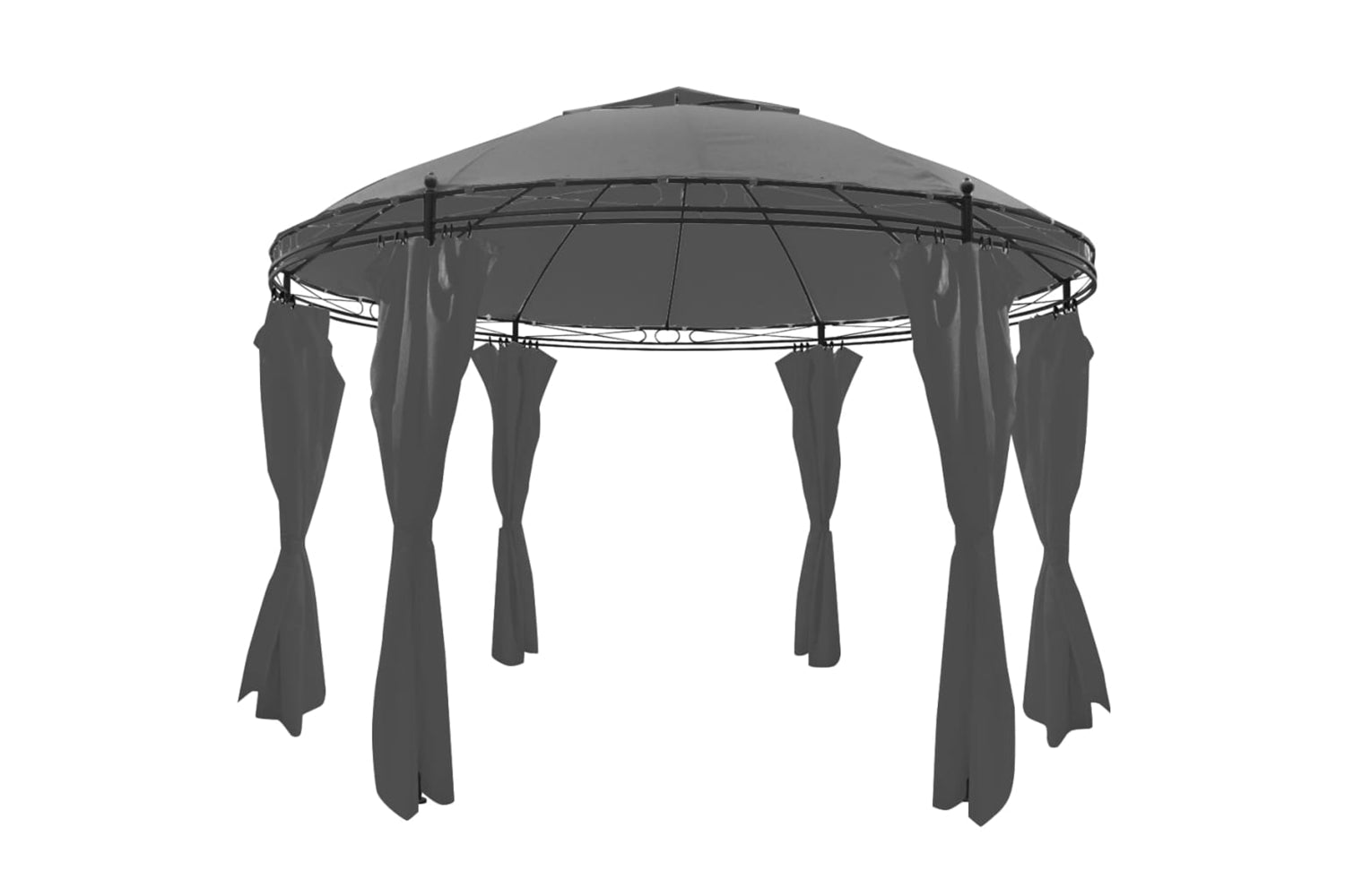 Vidaxl 44762 Gazebo With Curtains Round 3.5x2.7 M Anthracite
