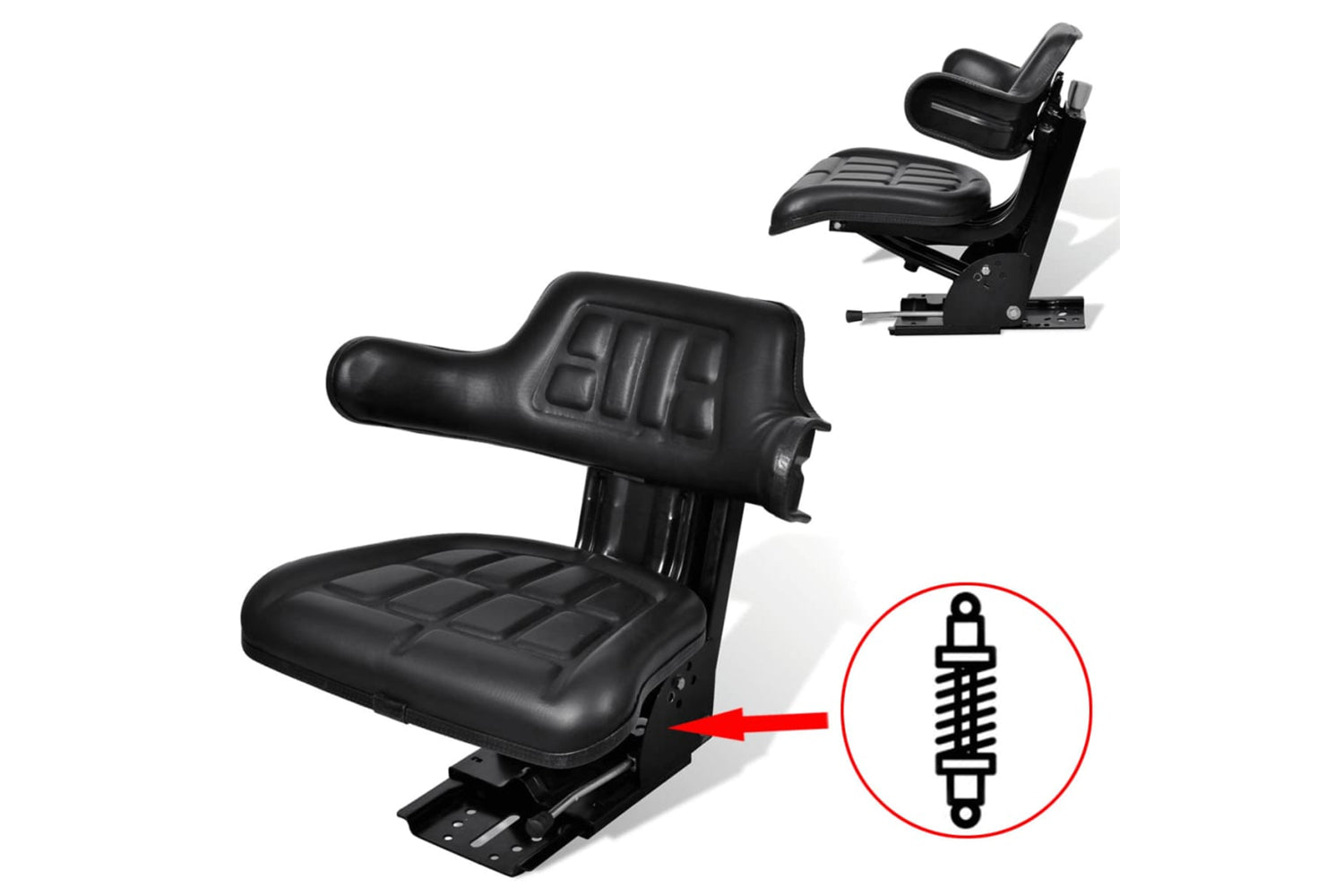 Vidaxl 210157 Tractor Seat With Suspension Black-2