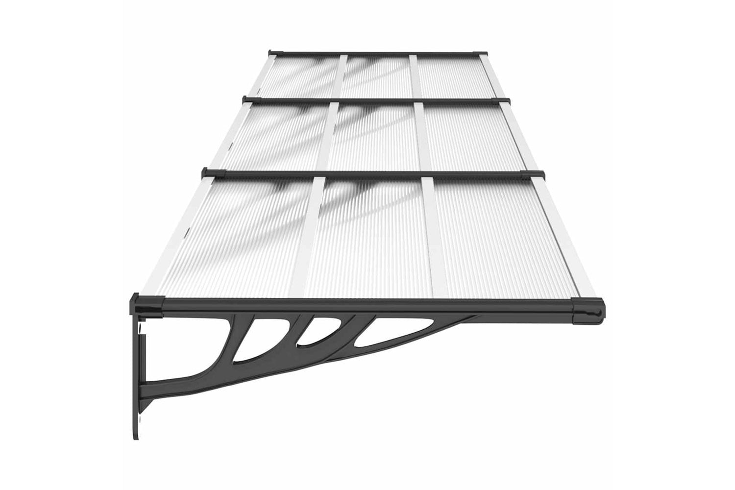 Vidaxl Door Canopy Black And Transparent 358.5x90 Cm Polycarbonate-3