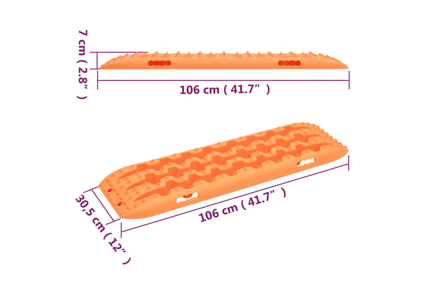 vidaXL 210775 Traction Boards 2 Pcs Orange 106x30.5x7cm Nylon-8