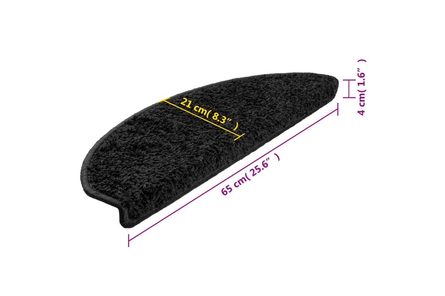 vidaXL 133901 Carpet Stair Treads 15 Pcs Black 65x21x4cm-8