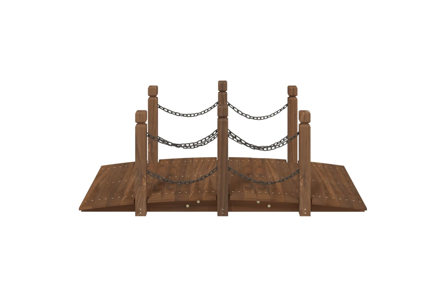 Vidaxl 363358 Garden Bridge With Chain Railings 150x67x56cm Solid Wood Spruce-2