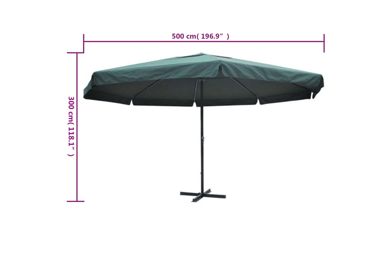 vidaXL 40302 Parasol Green Aluminium 500cm-5