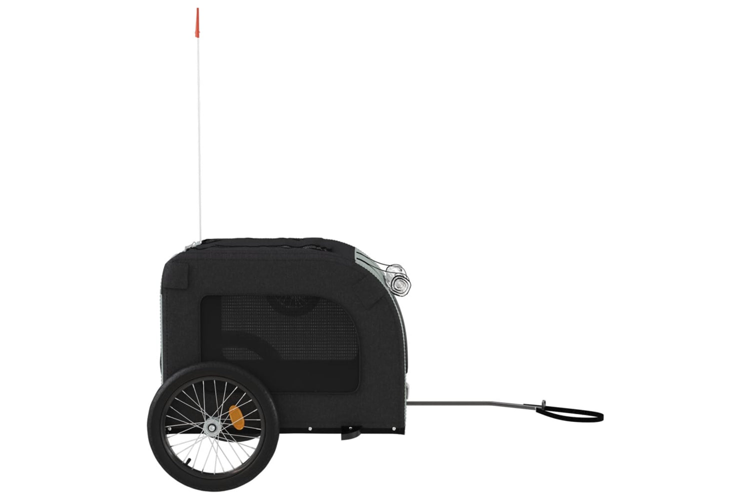 Vidaxl 93839 Pet Bike Trailer Grey And Black Oxford Fabric&iron-5